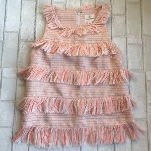 Julie Brown Pink and Orange Tweed Fringed Top